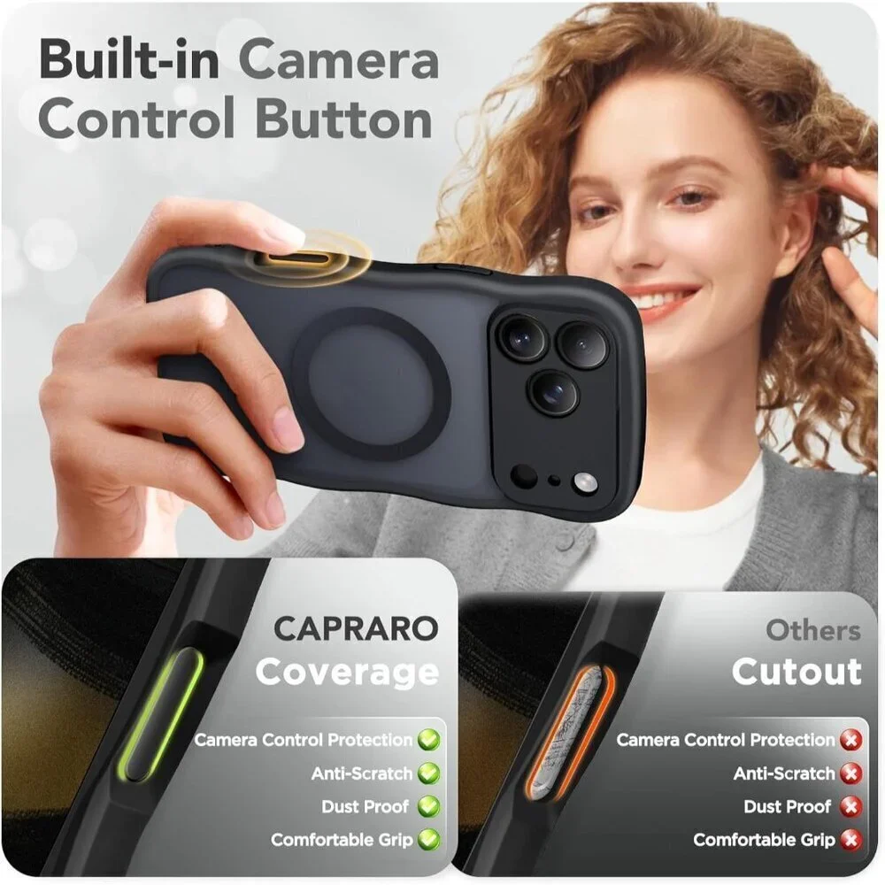Women Black Iphone 17 Pro Max Case Full Camera Protection Mag Safe
